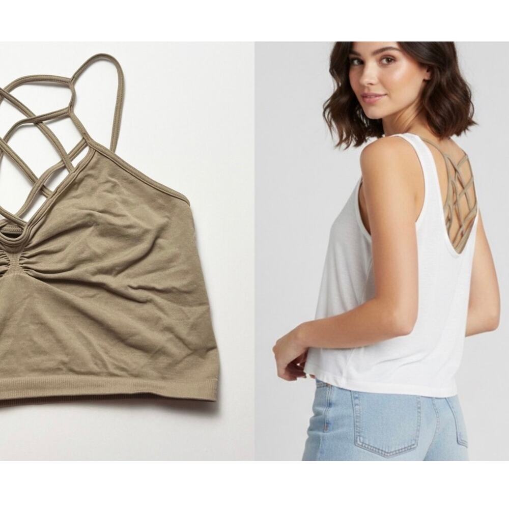 Skylee Collection Taupe Seamless Lattice Back Strappy Bralette O/S